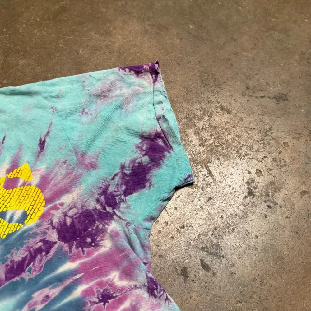 Vtg Tie-Dye GUESS T-Shirt – Multicolor Spiral Graphic Logo Tee – Delta Tag – SzL - Picture 9 of 11